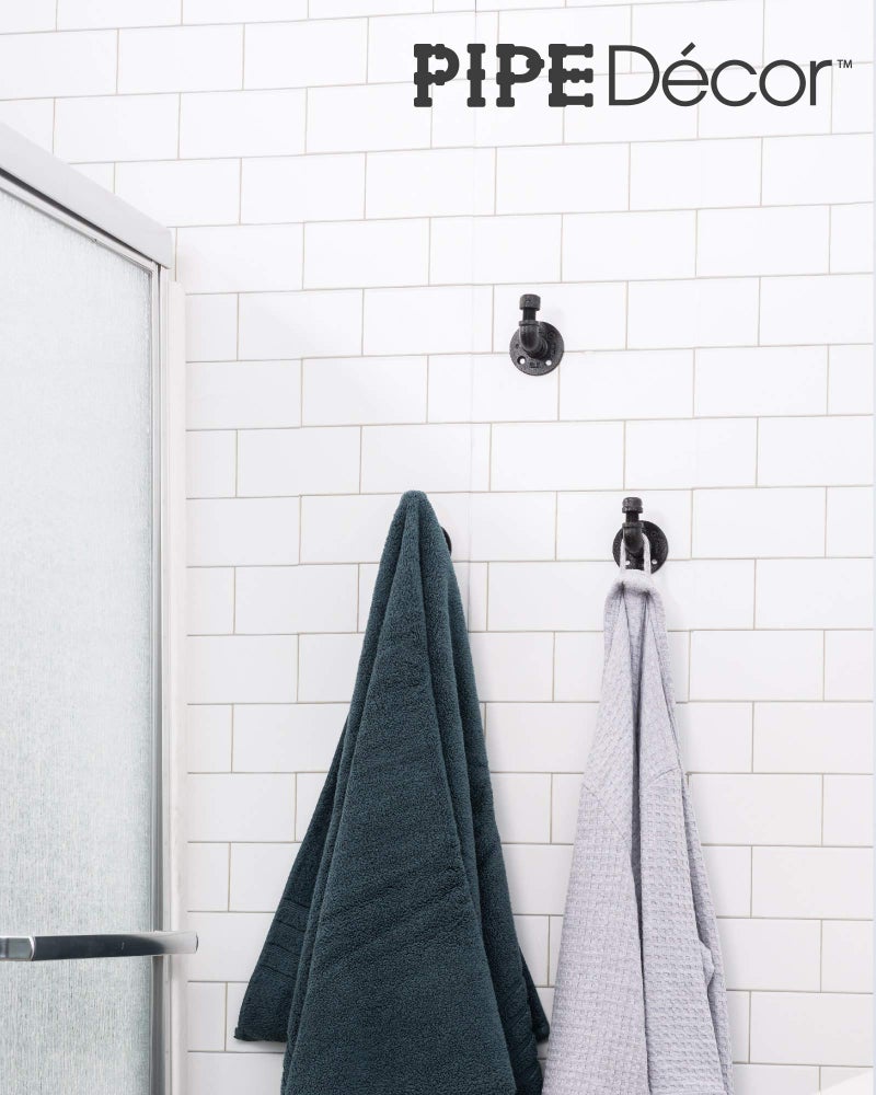 PIPE DECOR Wall Hook Set, Electroplated Black Finish Industrial Pipe and Fittings, Set of 3 - Image 5